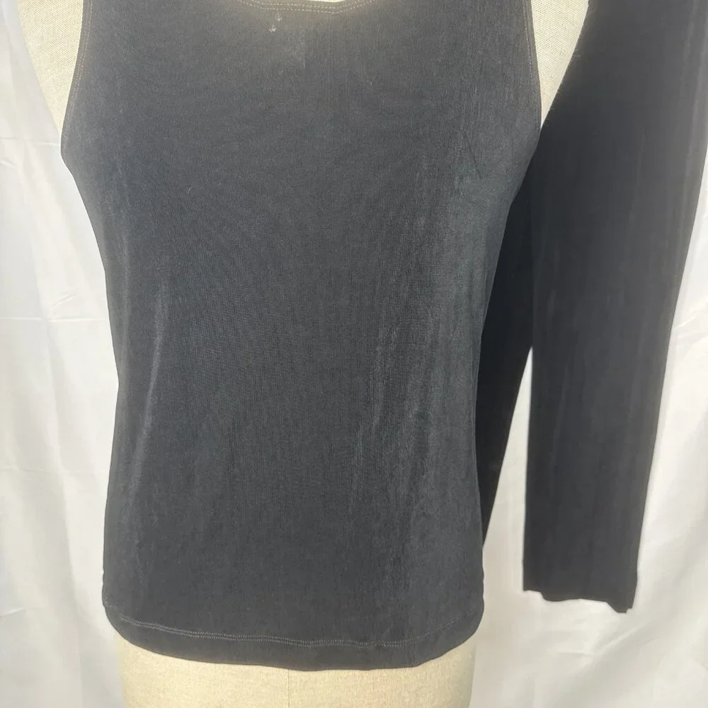 Chicos Travelers Womens 2 Black 3Pc Set Knit Tank Top Cardigan Pull On Pants L